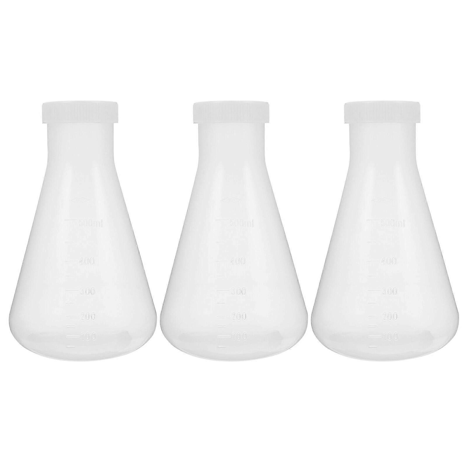 3pcs Plastic Erlenmeyer Flask Transparent Science Flask Practical Conical Flask
