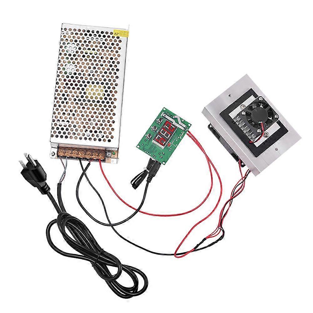 DIY-Peltier-Kühler-Kit 12-V-Halbleiterkühler-Peltier-Kühlsystem, Kühlkörper-Modul-Kit + Thermostat-Set, US-Stecker
