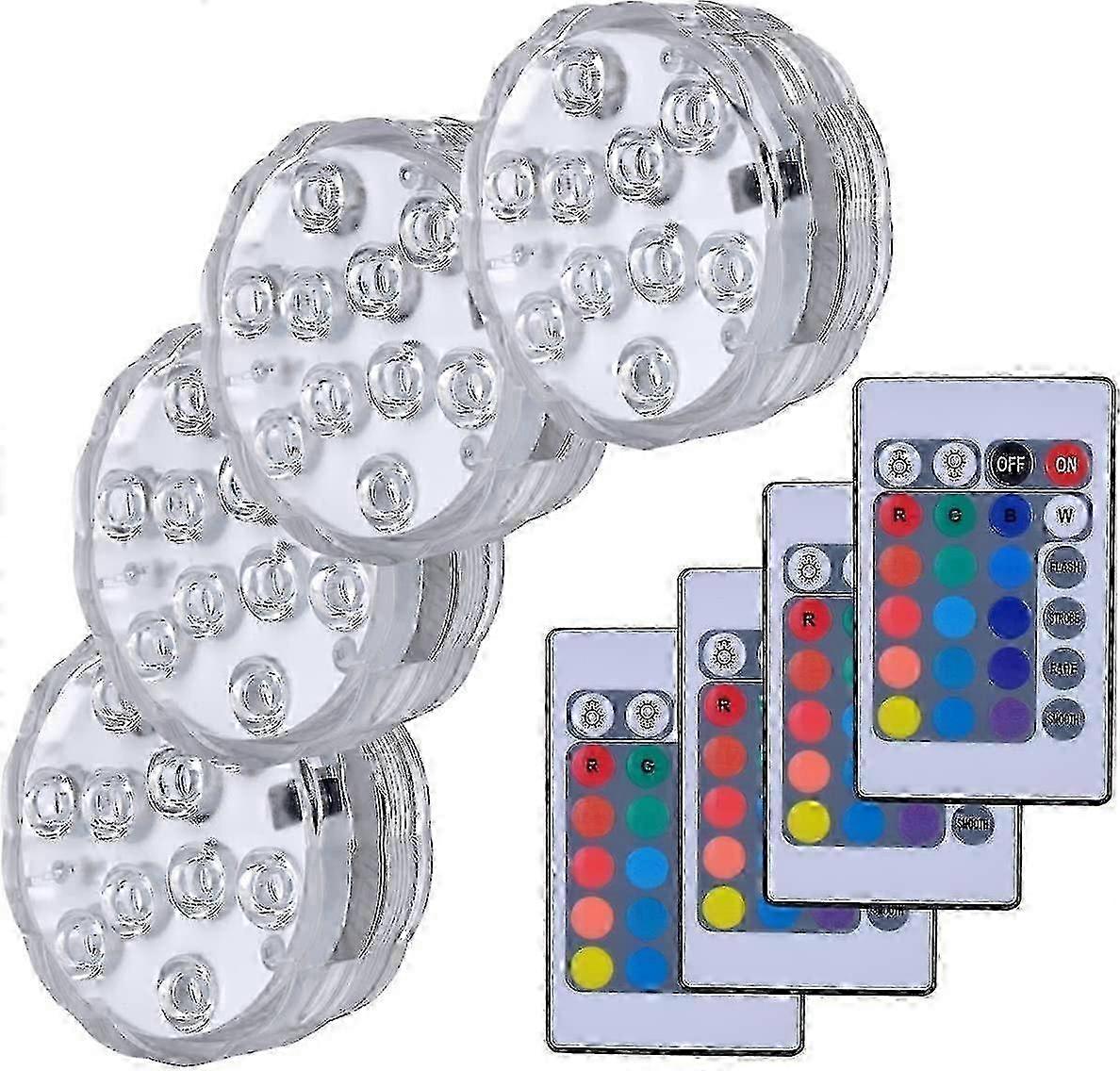 4Pieces Submersible Waterproof LED Underwater Lights