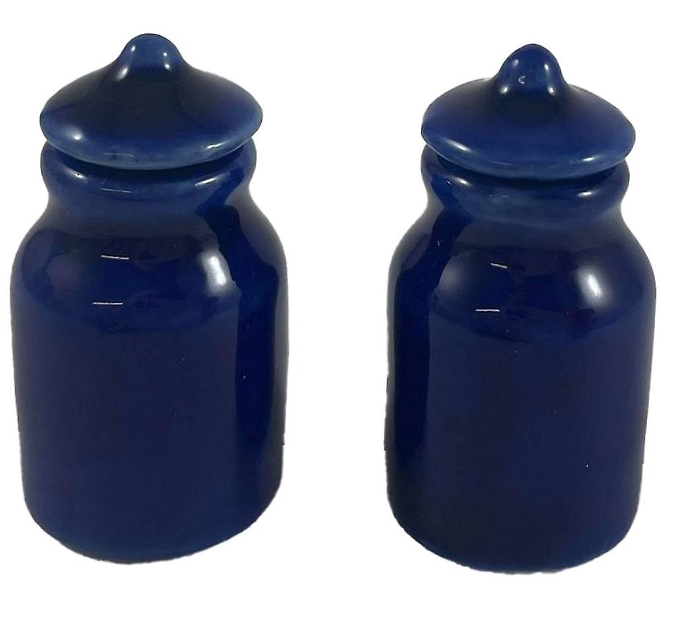 Dolls House Blue Canister Storage Jars Set Of 2 Miniature Kitchen Accessory 1:12