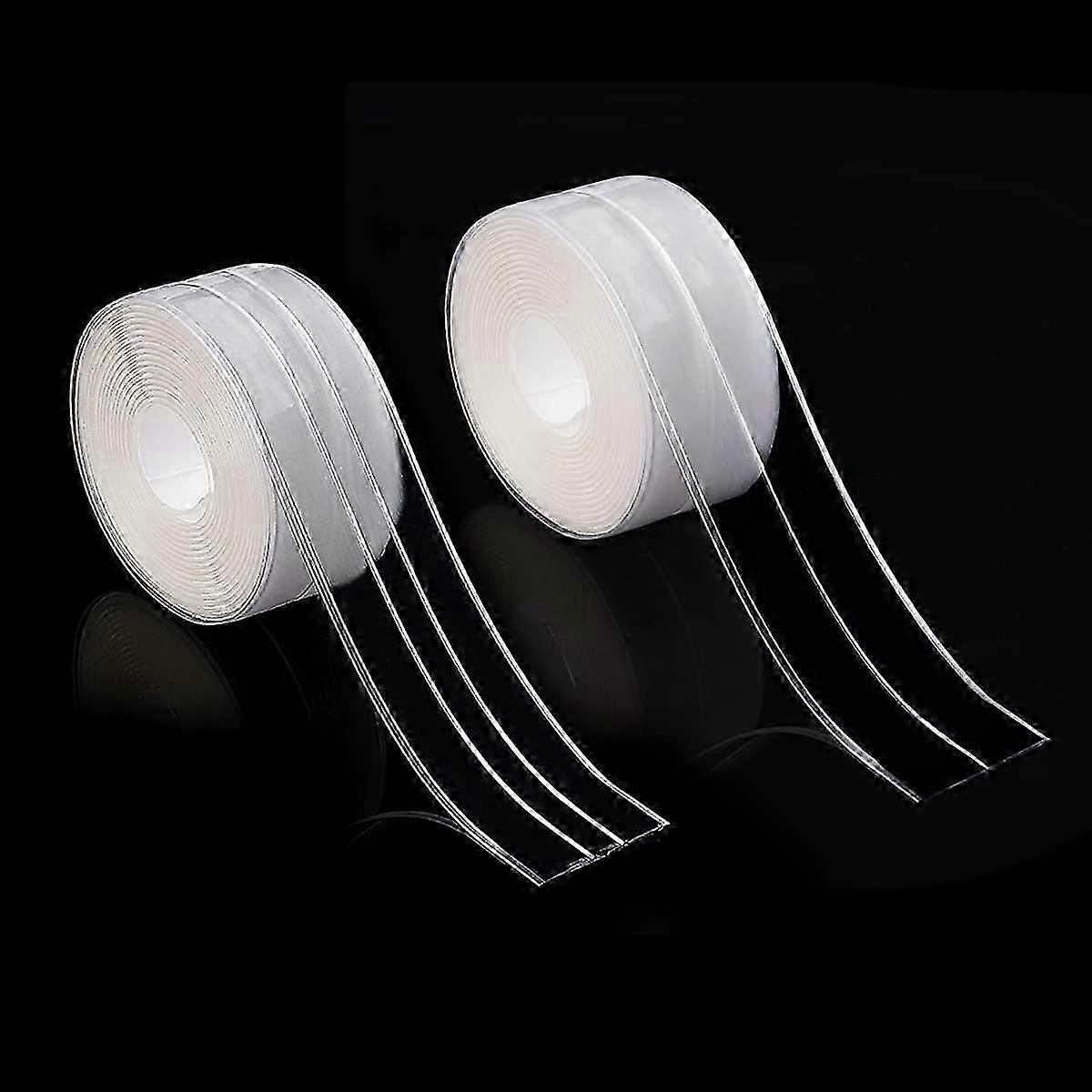 2 لفات ختم حوض الاستحمام ذاتية اللصق PVC شريط السد المقاوم للماء والمواد اللاصقة ، شريط ختم الحمام ، شريط ختم حوض الاستحمام للاستحمام ، المرحاض ، كيتشي