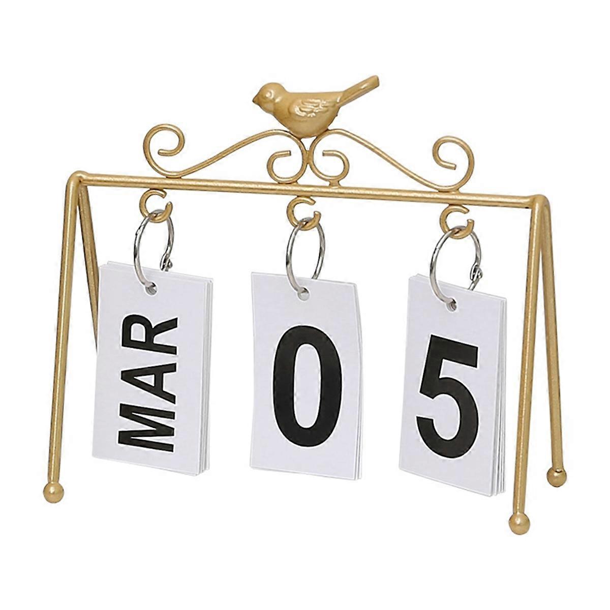 Bird Calendar Decor Office Calendar Daily Desktop Calendar,Gold