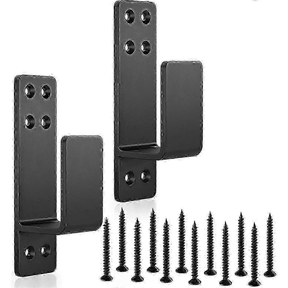 2X4 Door Barricade Brackets Heavy Duty Upgraded Door Bar Holder Brackets for Home Security Suit for 2X4 Lumber Black