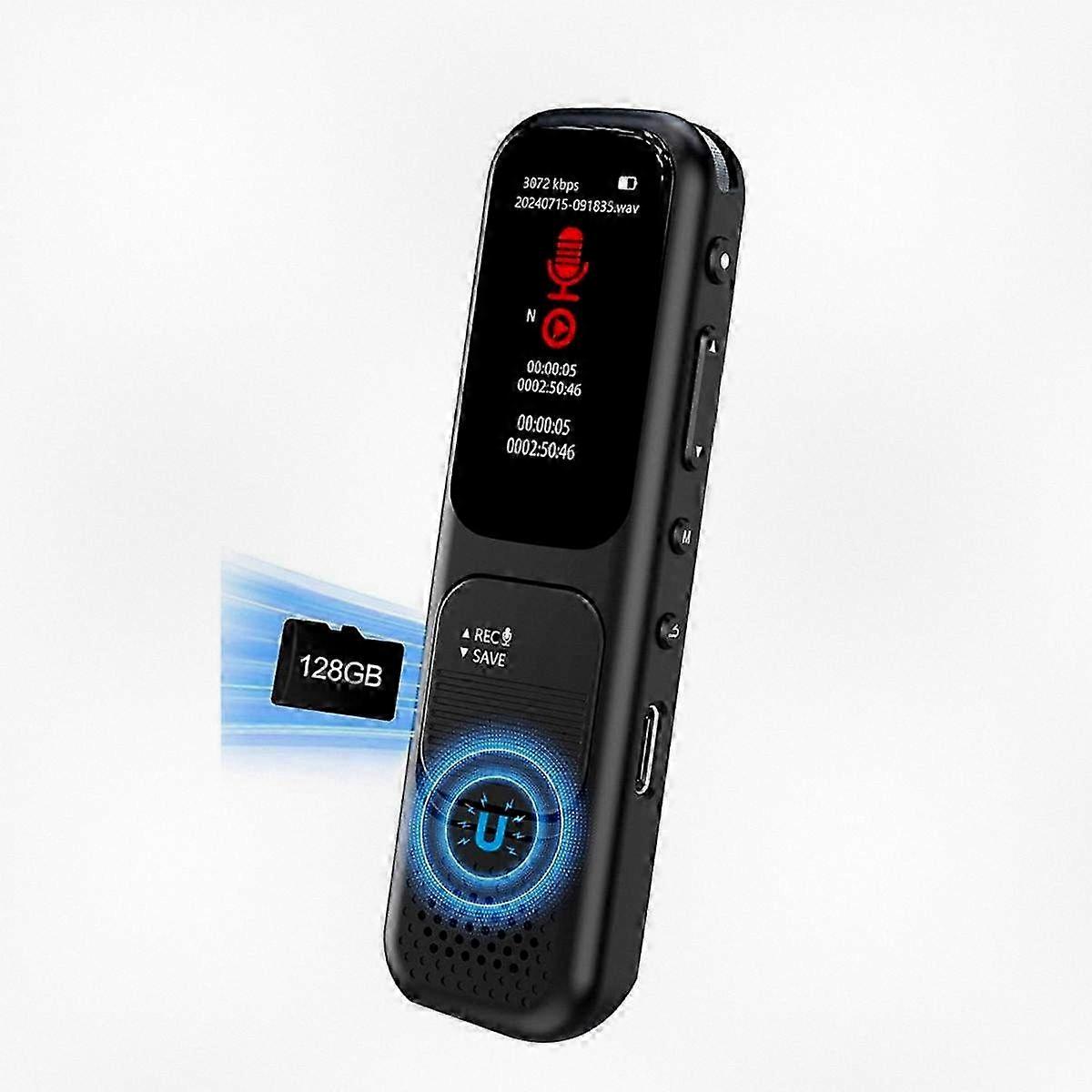 128GB Digital Voice Recorder Compatible with Various Apps, Portable Audio Recording Device Featuring Text Transcription and Playback Function