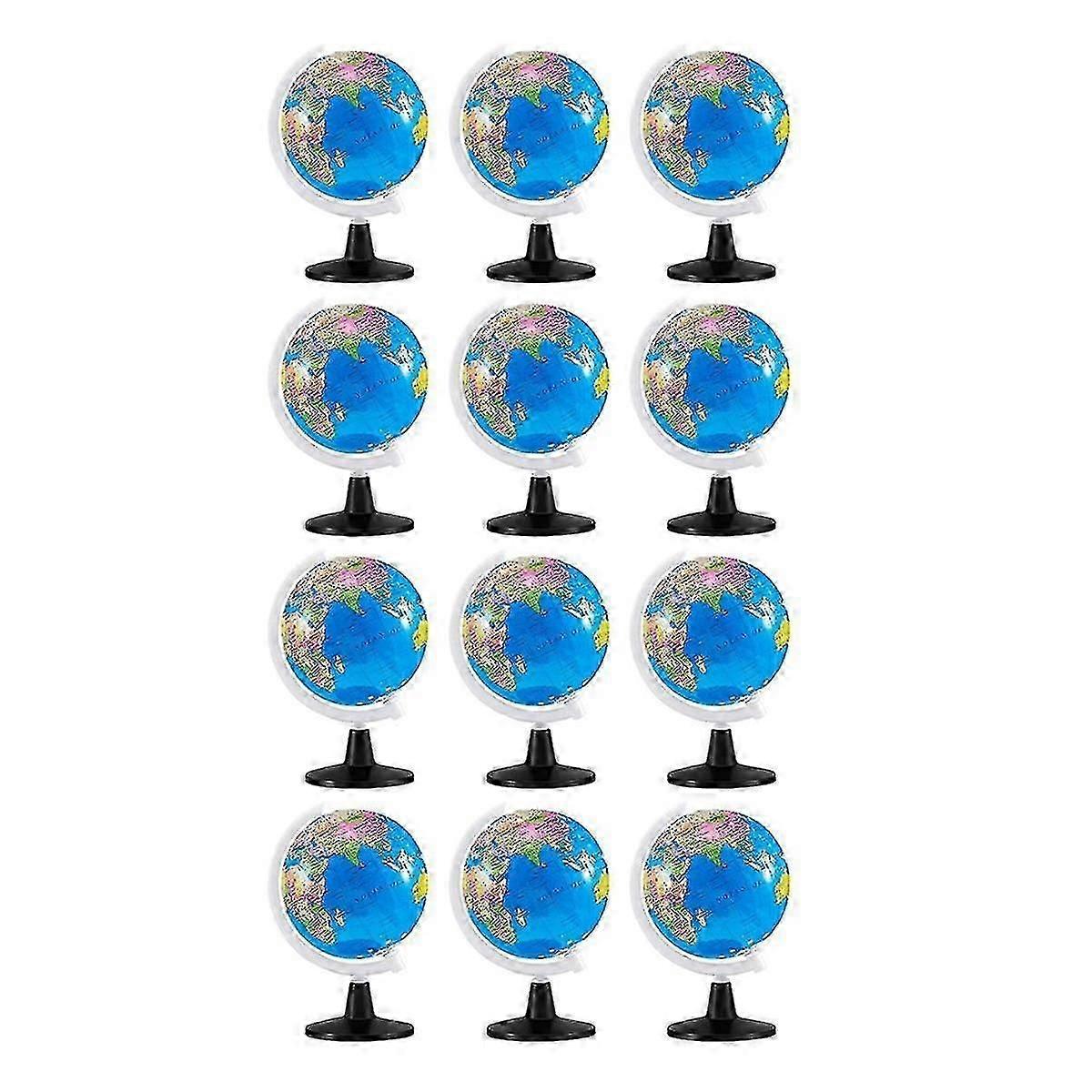 12pcs Rotating World Globe for Kids Learning 3.4 Inch Educational Map Globes with Stand