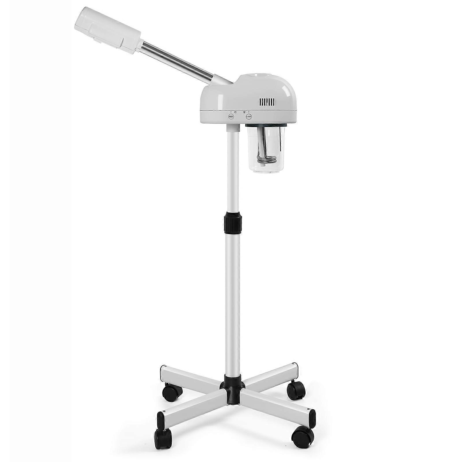 Stand Professional Ozone Facial Steamer with Touch Control, Adjustable Height Rolling Base, 360° Rotatable Nozzle, Hot Mist (White)