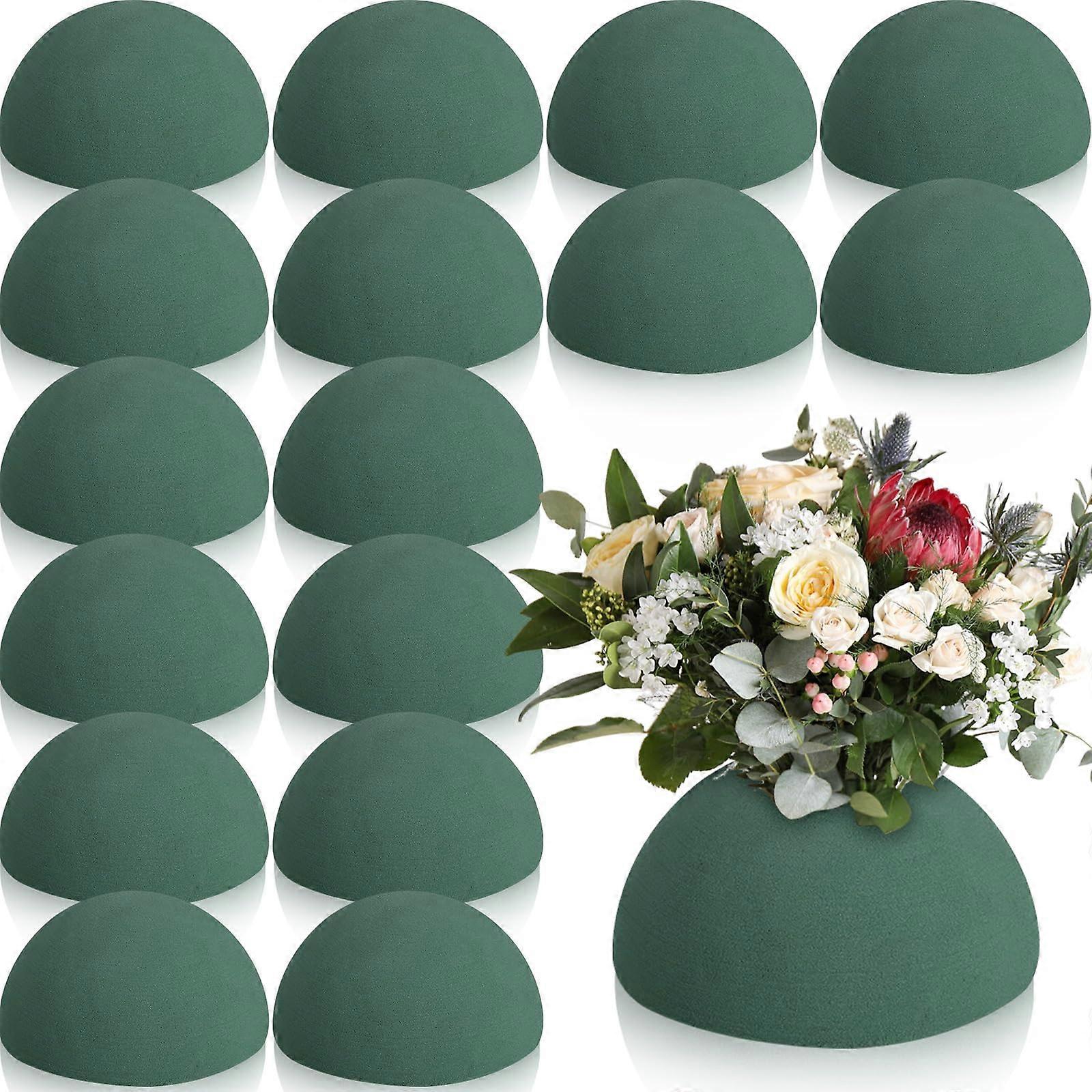 16 Pcs Half Ball Floral Foam Dry Round Foam Block for Artificial Flowers DIY (4.72 x 2.36 Inch)