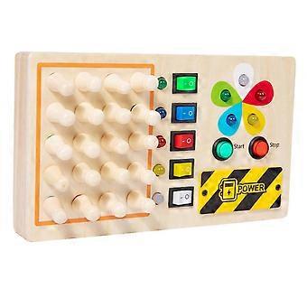 Wooden Busy Board Memory Chess ,Montessori, Sensory Learning Toy Led Up Busy
