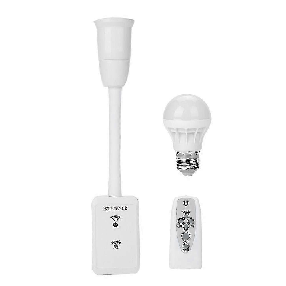 220V E27 LED Night Light Intelligent Remote Control Lamp Socket with 5W White Bulb