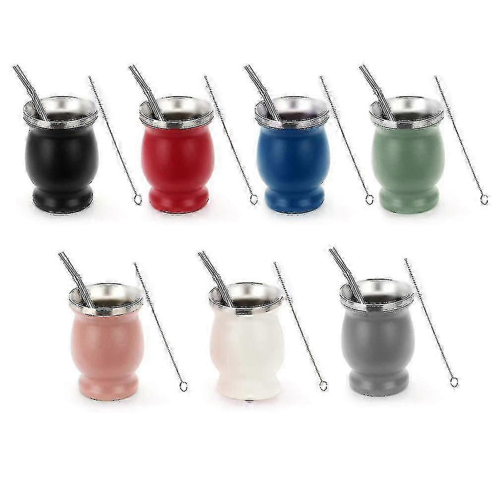 Tasse à Mate en acier inoxydable isolée à double paroi 230 ml avec brosse de nettoyage et cuillère