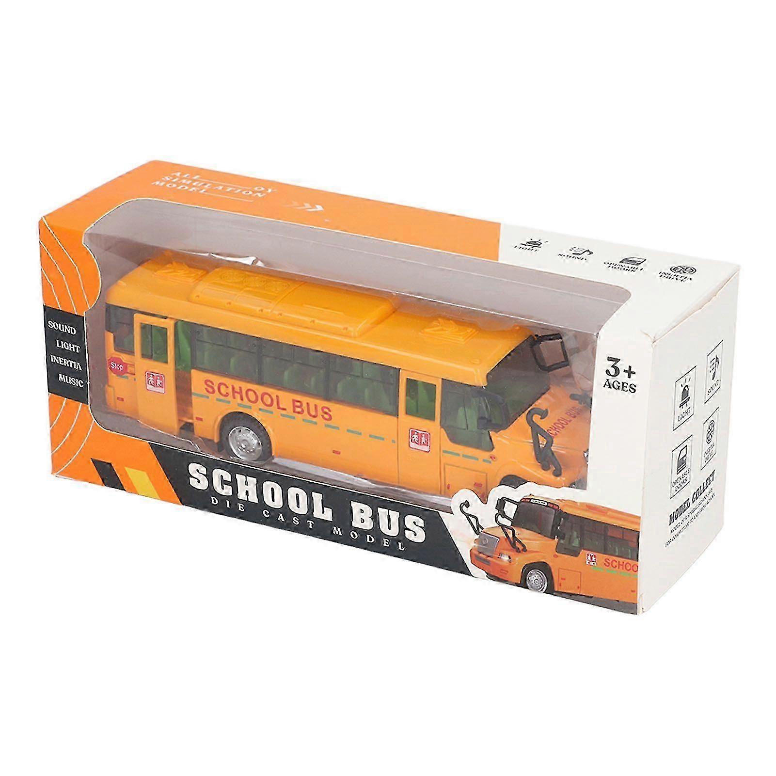 1:32 Yellow School Bus Toy with Lights & Sounds, Openable Doors, Die-Cast Alloy Model