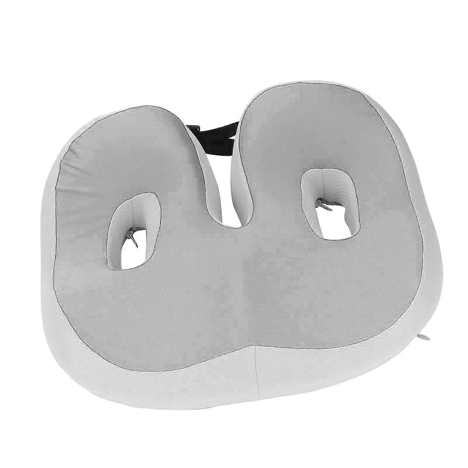 Support Cushion with Hollow Design Breathable Relieve Sciatica Adjustable Width Orthopedic Memory Foam Cushion for Prolonged Sitting Dark Gray