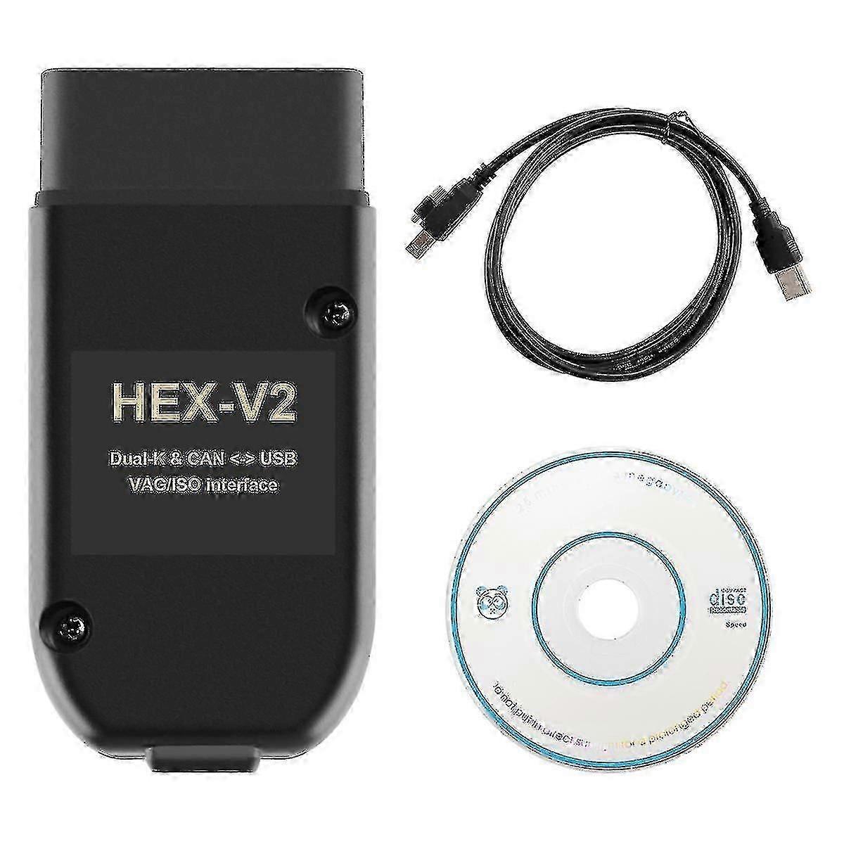 Escáner OBD2 compatible con VAG COM 22.3 HEX V2 USB para Golf A6 Skoda Seat, admite VIN ilimitados con ATMEGA162 + 16V8 +FT232RQ