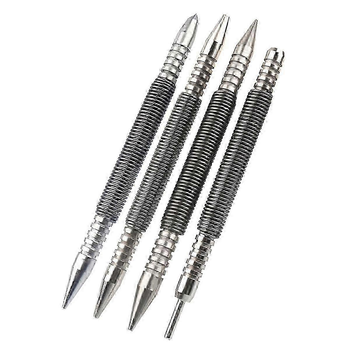 Spring Nail Setter, Dual Head Hammerless Hinge Pin Tool, 4pc Spring Punch Set