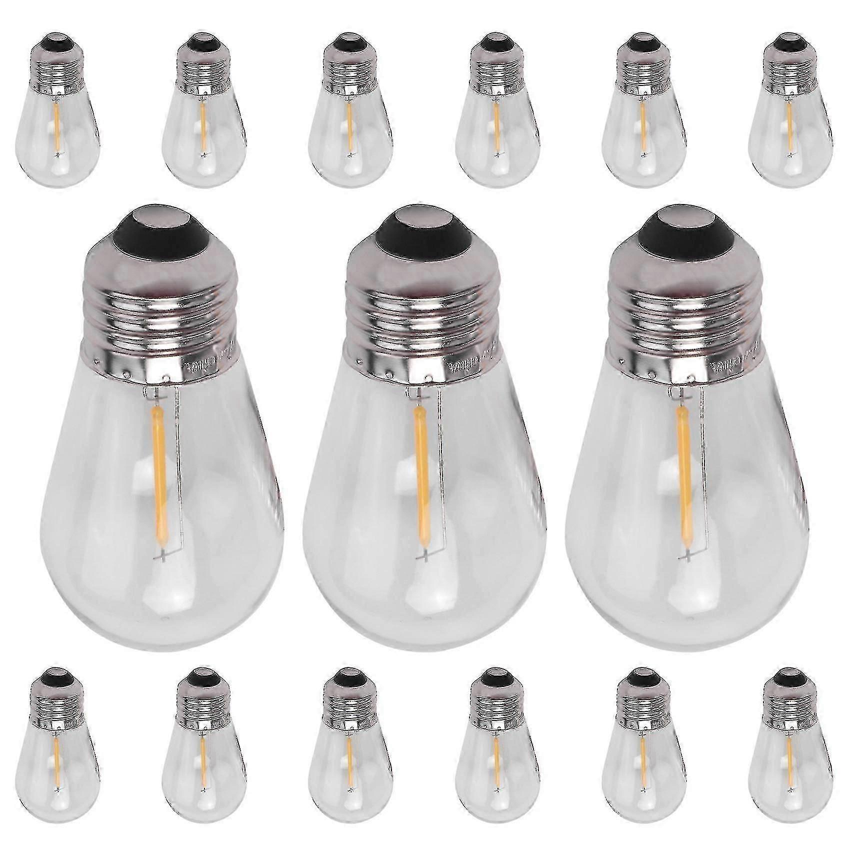 15 Pack 3V Led S14 Lampadine di ricambio Lampadine a stringa solare esterna infrangibili Bianco caldo