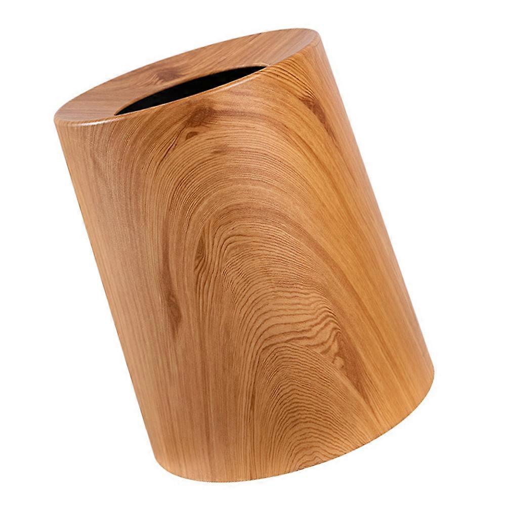 Wood Textured Trash Can 1Pcs Light Brown ABS Lidless Kitchen Ash-Bin