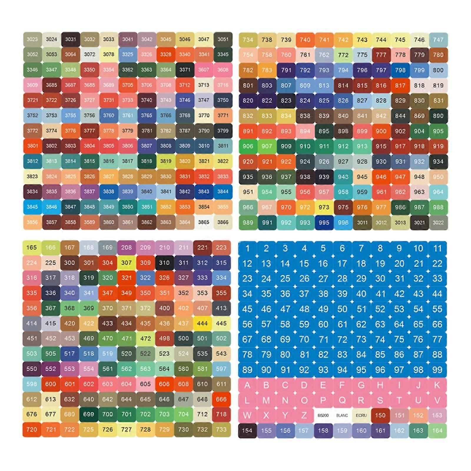 4pcs Diamond Painting Color Number Stickers 447 Color Match for DMC Cross Stitch Tool for Embroidery Thread Organization