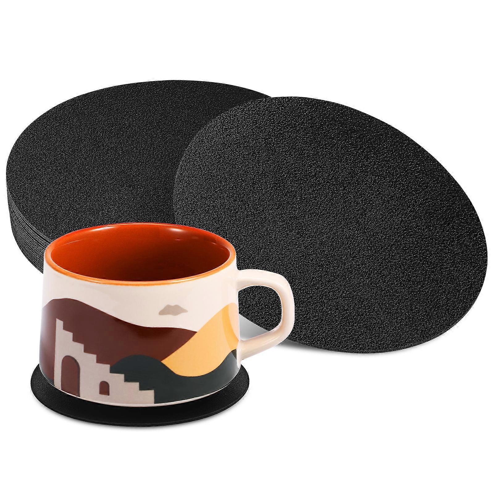 Table Coasters For Drinks Black Cup Coasters For Dinner Party Double-Sided Insulation 12Pcs