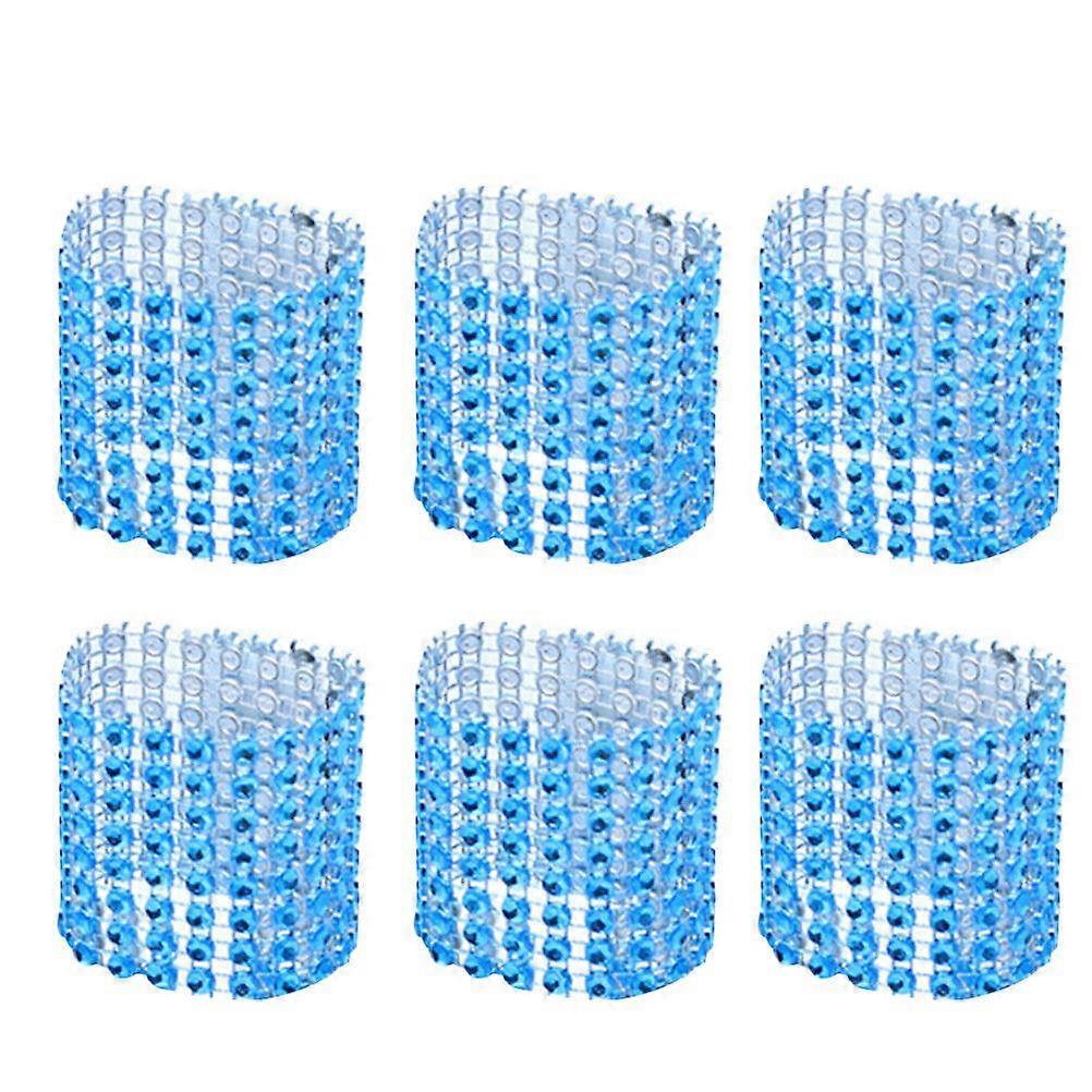 Napkin Ring Sparkling Design Luxury Plastic Accessory For Party Diy Projects 30Pcs Lake Blue Circular Shape