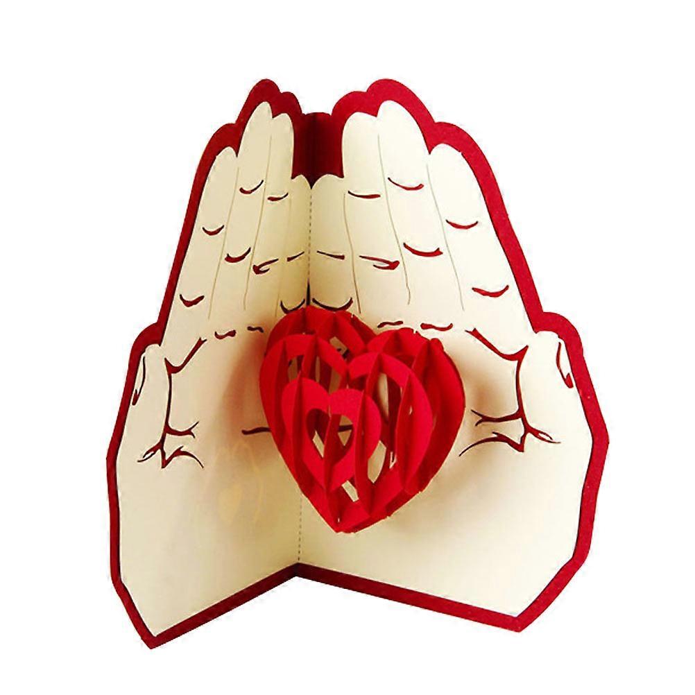 Thanksgiving Greeting Card 3D Heart Shape Wish Red 15.00X9.50X0.10CM For Parents 1Set