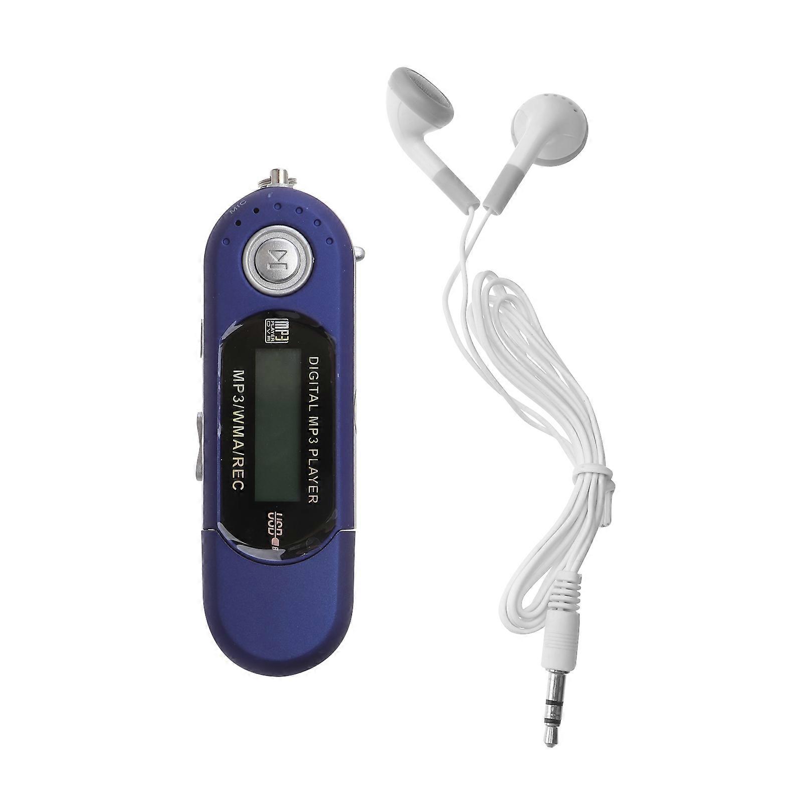 Usb Player For Music Portable 1.3-Inch Lcd Screen 4Gb Digital Mp3 Player With Mic 3.5Mm Audio Jack Blue Rectangular Design General Users 1Pcs