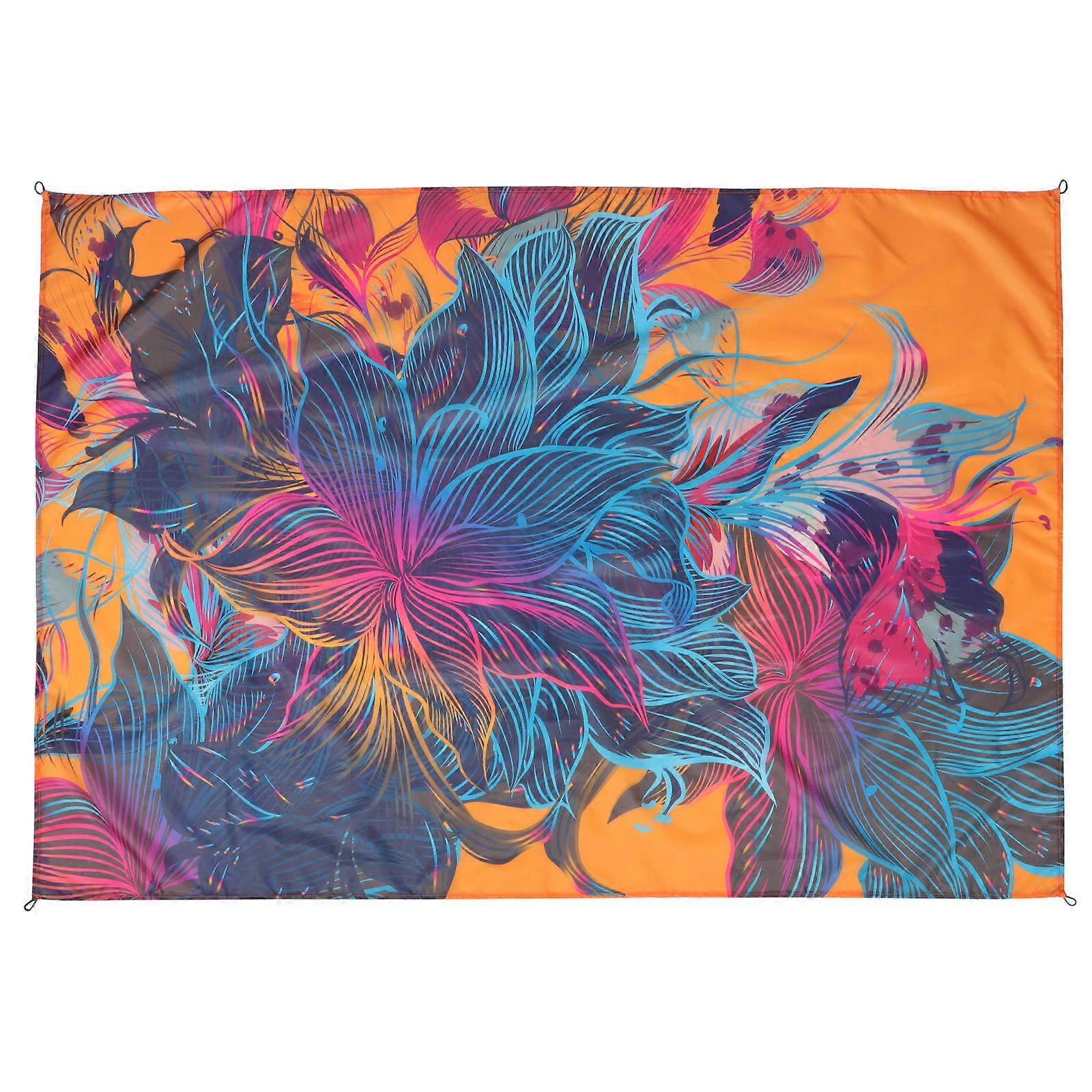 Lightweight Portable Beach Mat Multi Colored Print Picnic Blanket for Outdoor Camping Hiking and Summer Fun