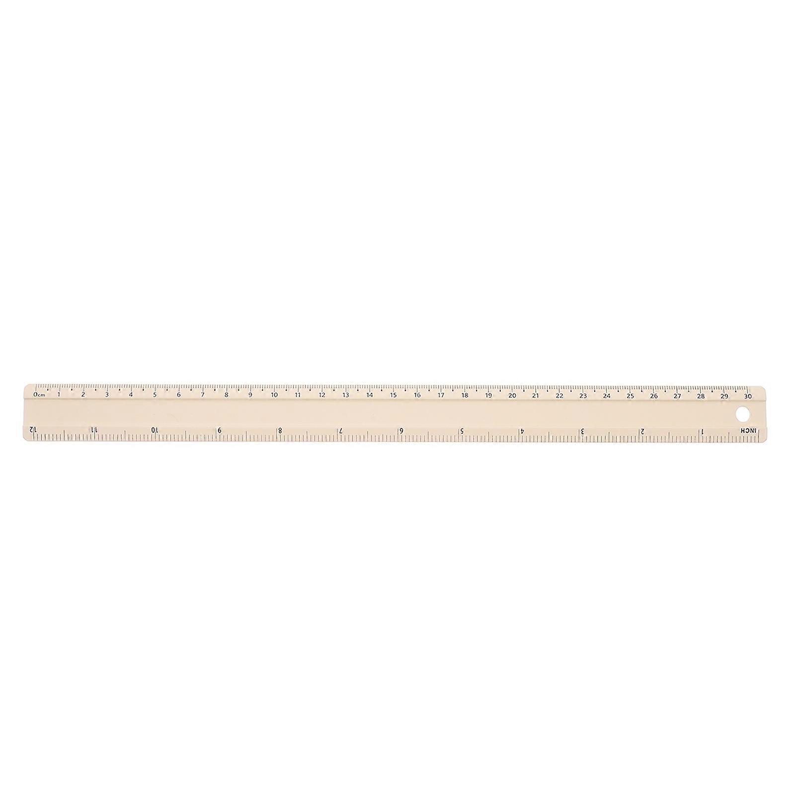 Multi-Use Measuring Tool Aluminum Alloy Straight Ruler for Geometry Drafting Office Use 30cm Beige Bookmark 1Pcs