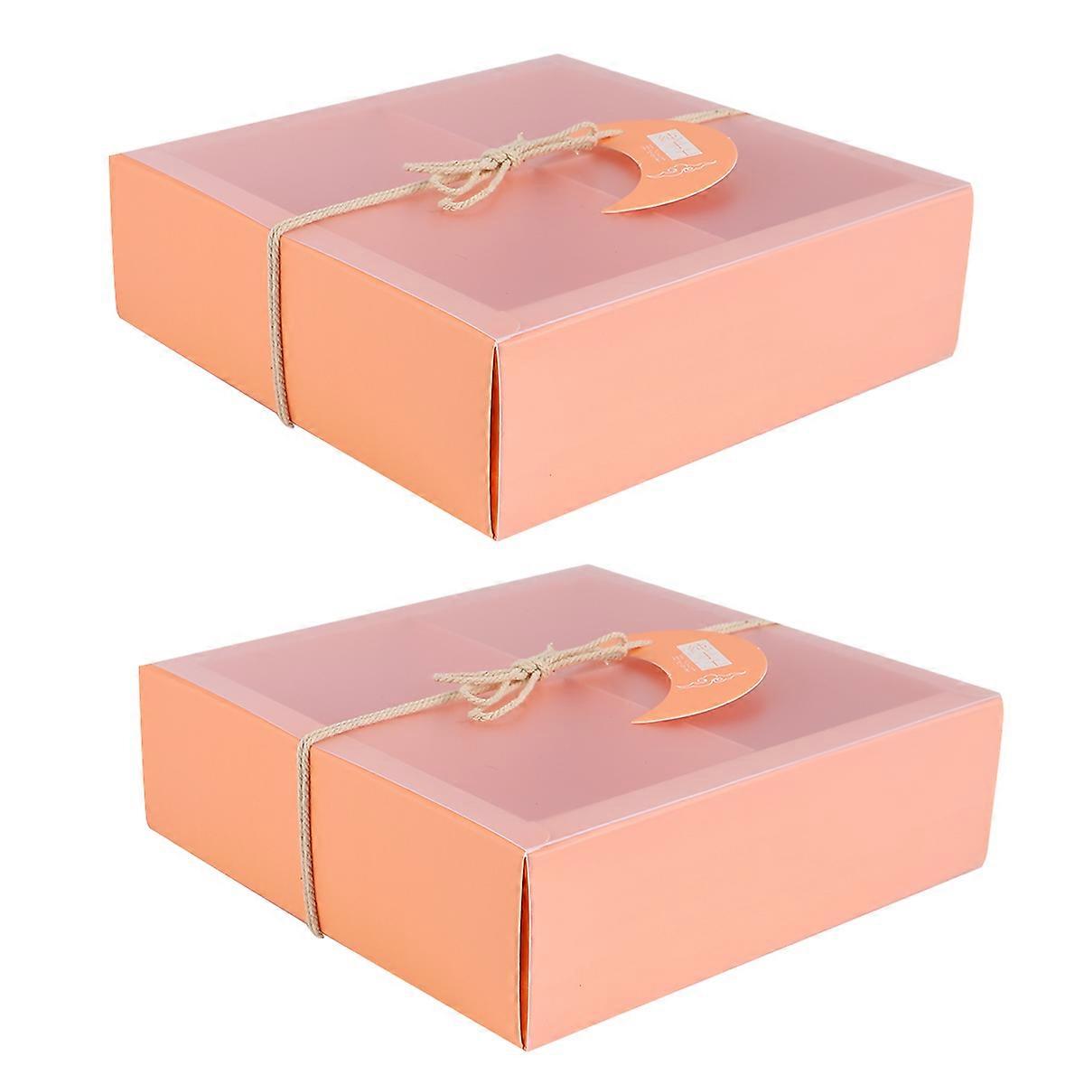 Bakery Boxes for Cupcakes Dessert Boxes Square Pink 16.7x16.7x5cm Separate Spaces for Desserts 2Pack