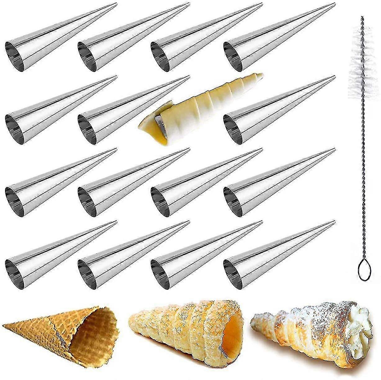 16 pcs κρέμα ρολό καλούπια ανοξείδωτο, κρέμα κέρατο κώνοι κρουασάν μούχλα για κανόλι σωλήνες παγωτό lady