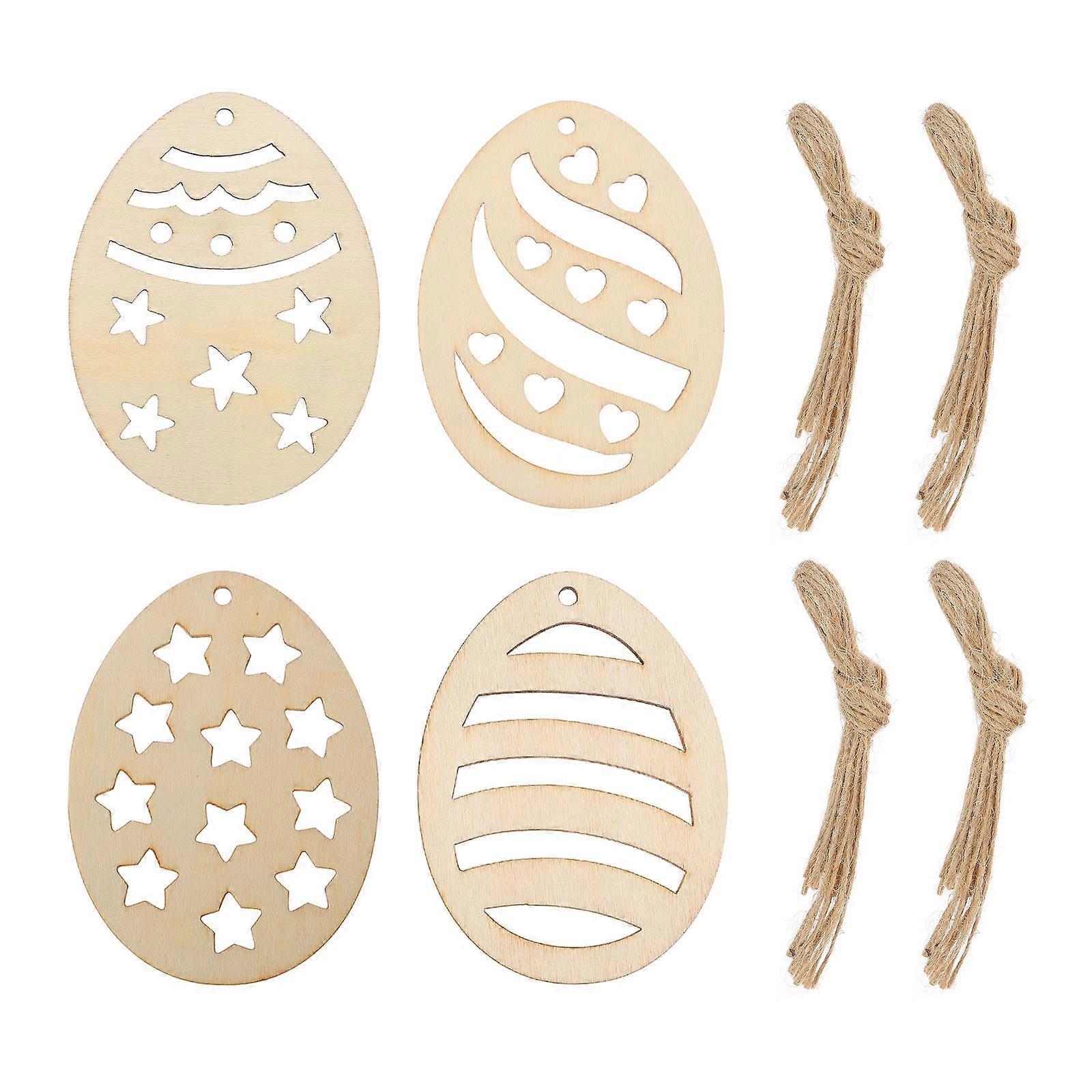 40Pcs Unfinished Wooden Easter Ornaments DIY Crafts Easter Cutouts Pendants