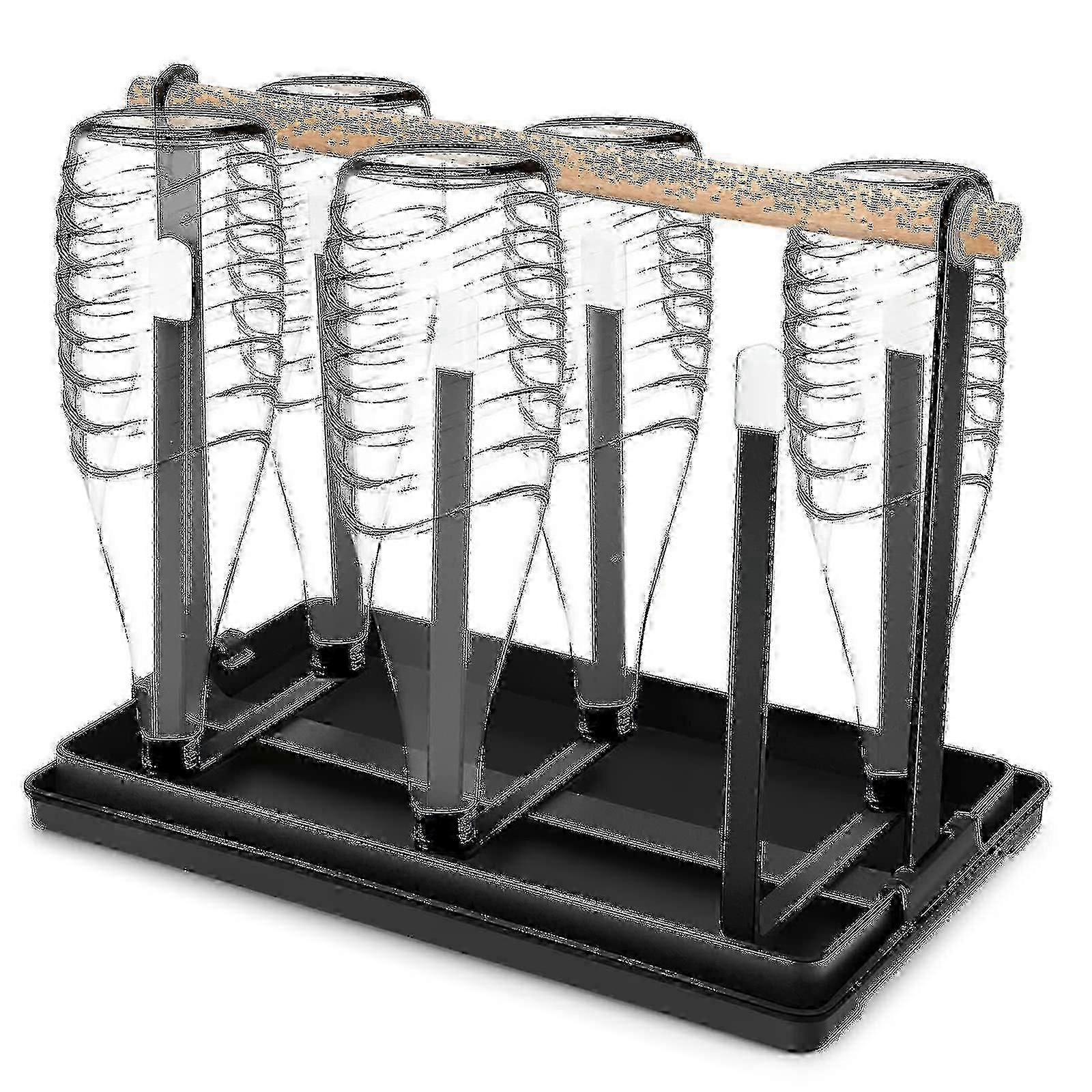 Flaskeholder for Sodastream, 6 flaskestativ, dryppstativ, flasker, metalldreneringsstativ, flasker, koppholder med dryppbrett for flasker og kopper (svart)