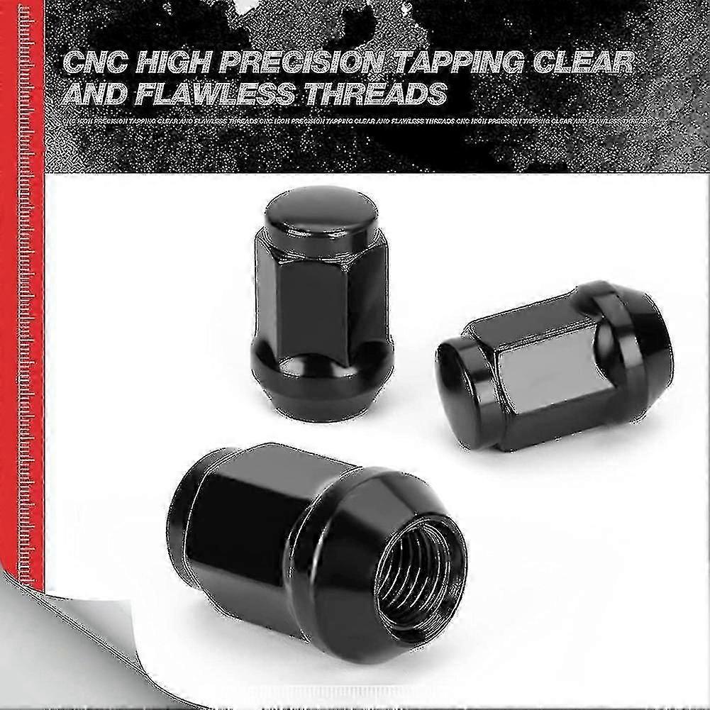 24pcs Acorn Cone Lugnuts 12x1.5 Closed End Bulge For 2001 - 2007 Sequoia 2007 - 2022 Cruiser Black