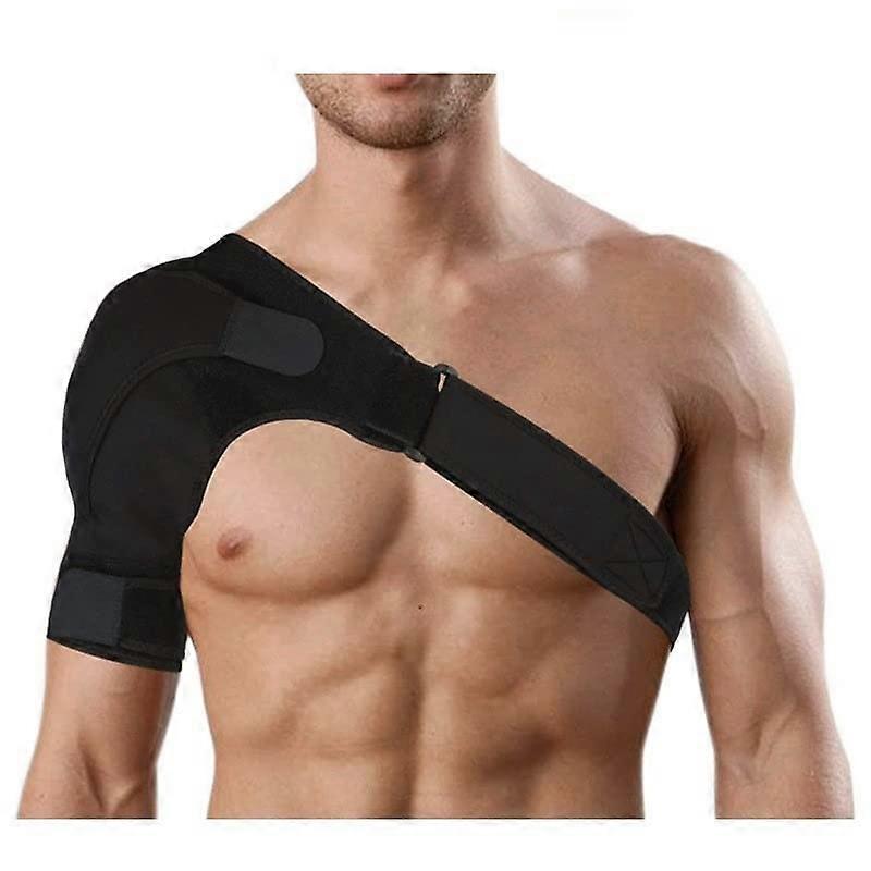 Shoulder Support for Pain Relief - Unisex One Size, Black, Adjustable Fit for Left or Right Shoulder