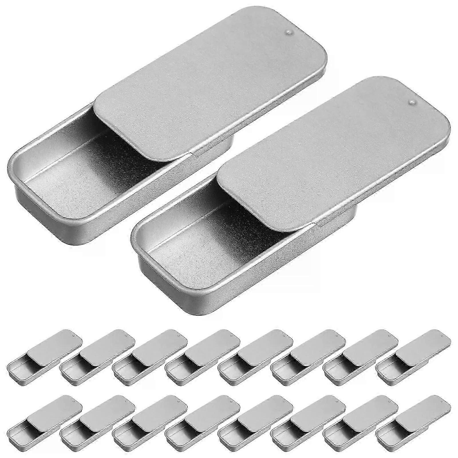 18 Pcs Balm Box Empty Tinplate Cans Candy Case Gift Metal Tins Rectangular with Lids