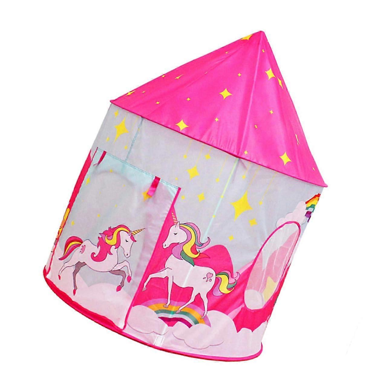 Children's Indoor Outdoor Play Tent Set - 190T Polyester Fabric Playhouse with Rolling Gate for Kids