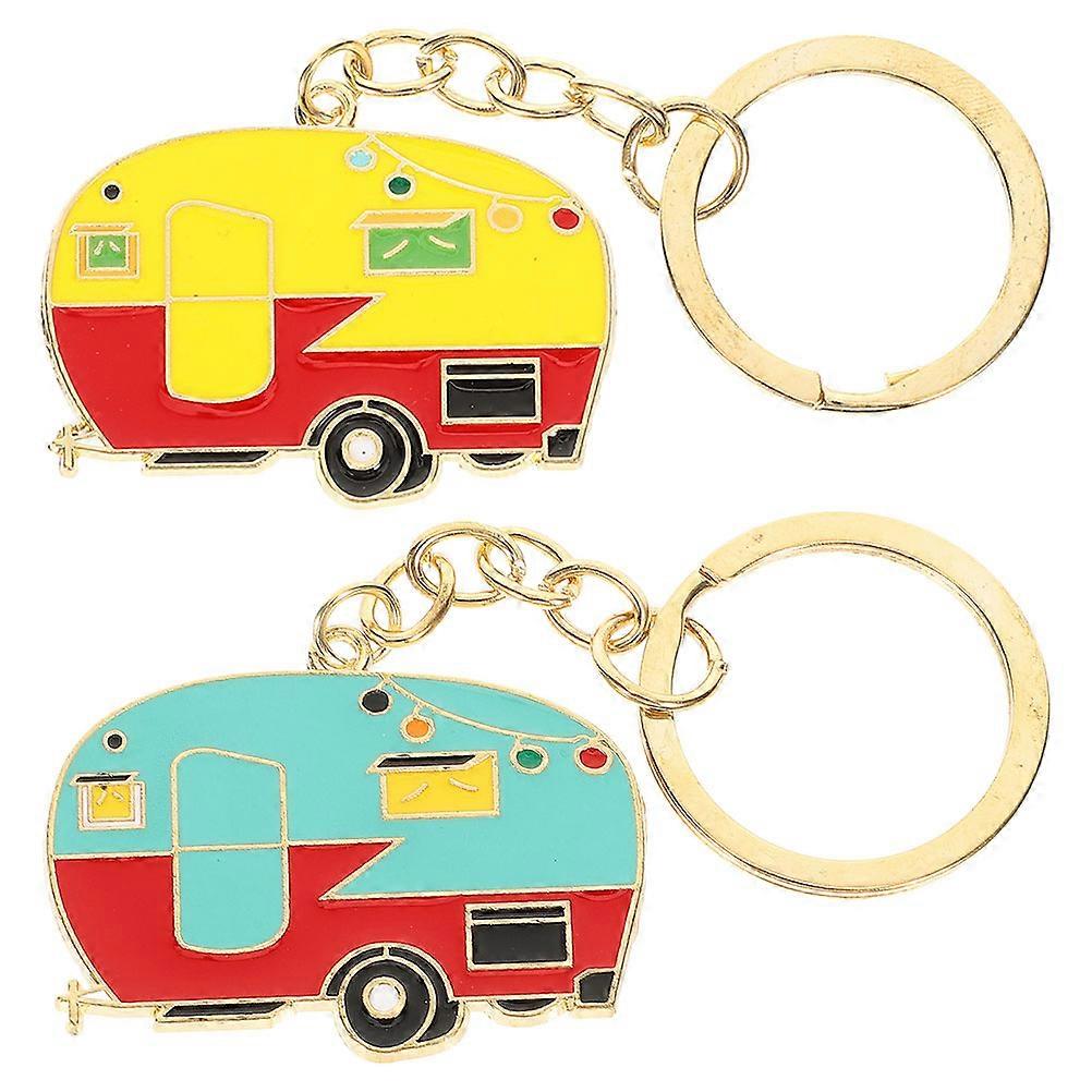Keyring Practical Camper Shape Keychain Accessory For Daily Use 2Pcs