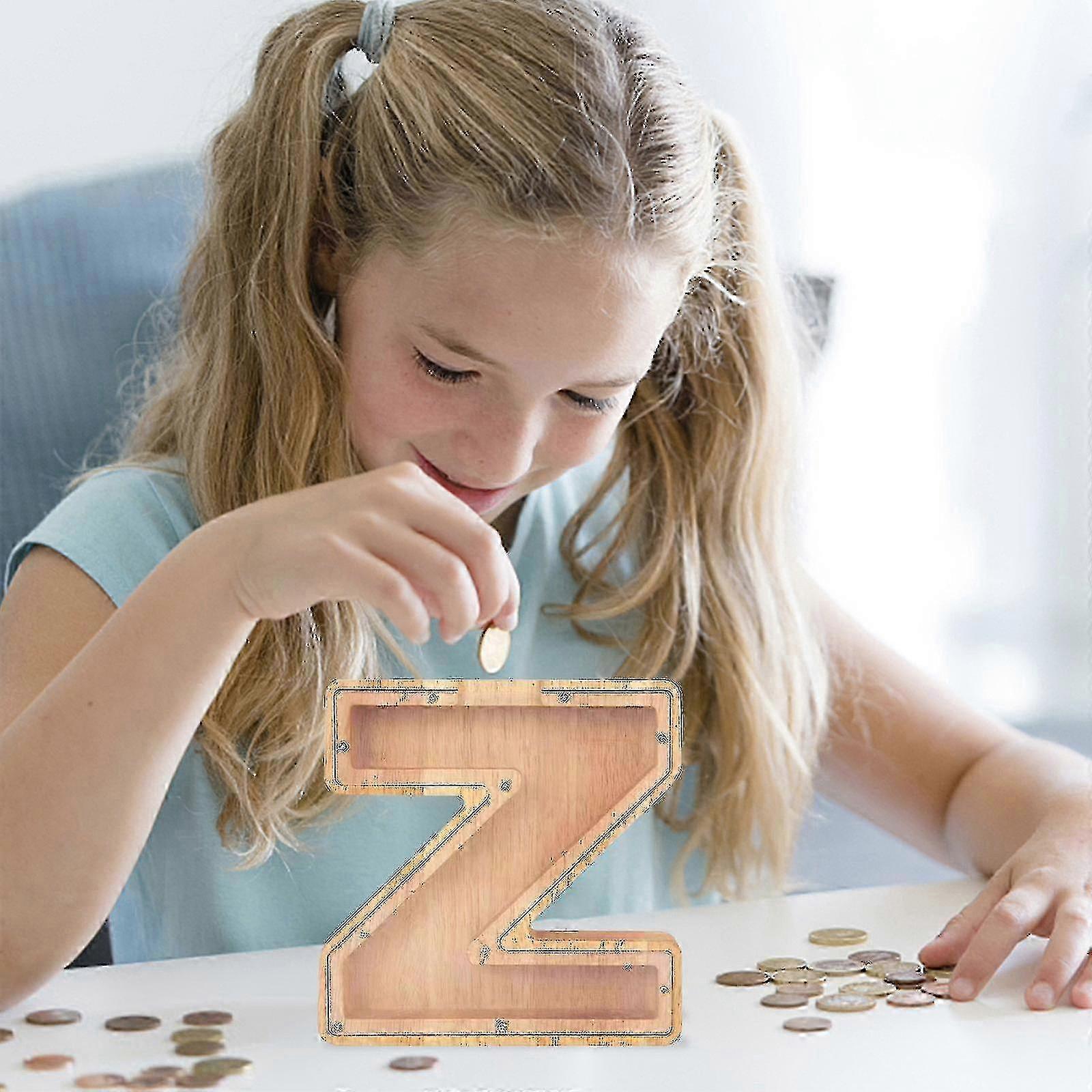 Custom Wooden Name Money Box with 26 English Letters for Home Decor