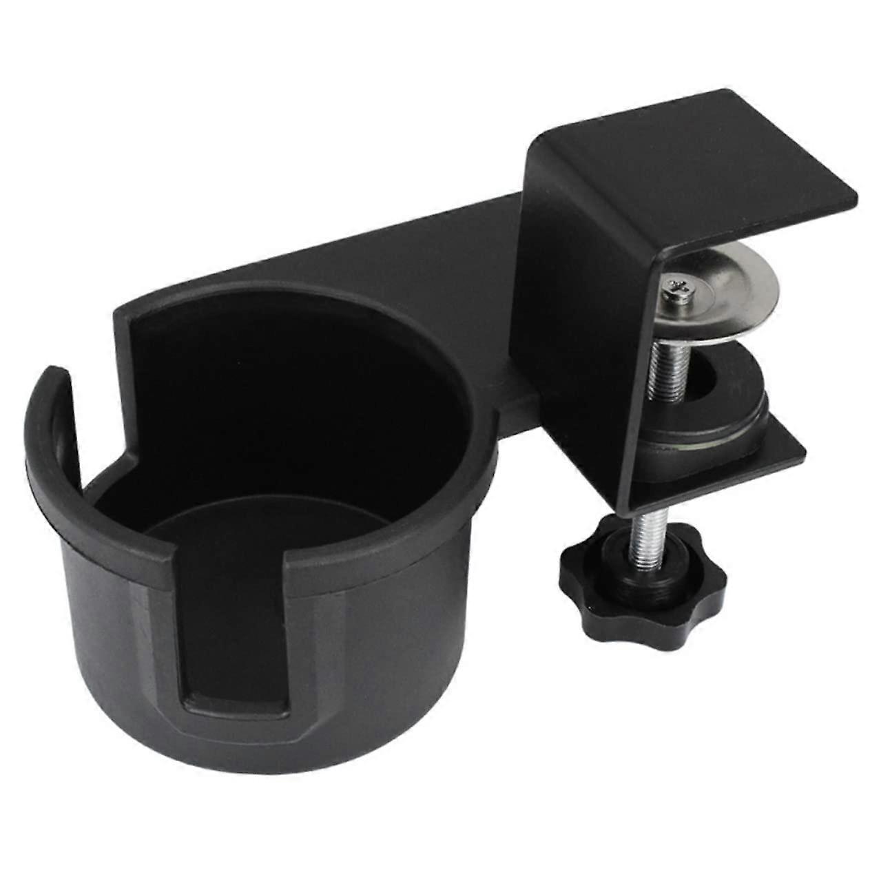 Adjustable Desk Cup Holder, Rotatable Beverage Clip for Desk Edge, Fits Mugs and Bottles, Sturdy Plastic Design