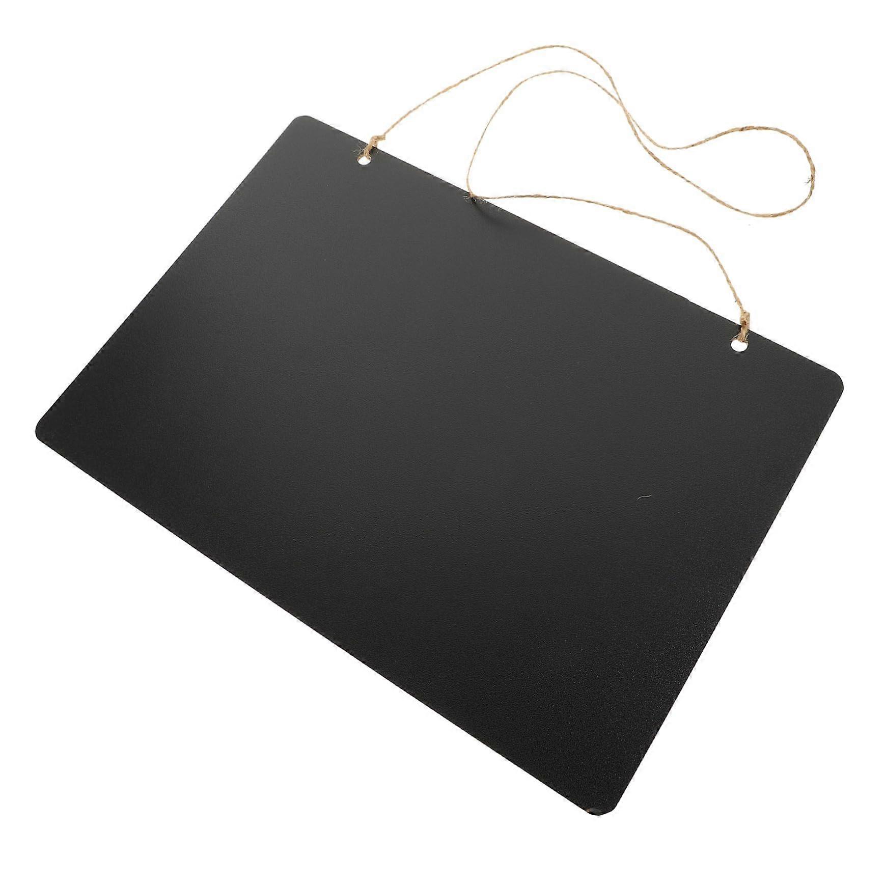 Double-Sided Message Board Door Sign - 17x11 Inch Black Dry Wipe Chalkboard with Markers for Kitchen and Office Use