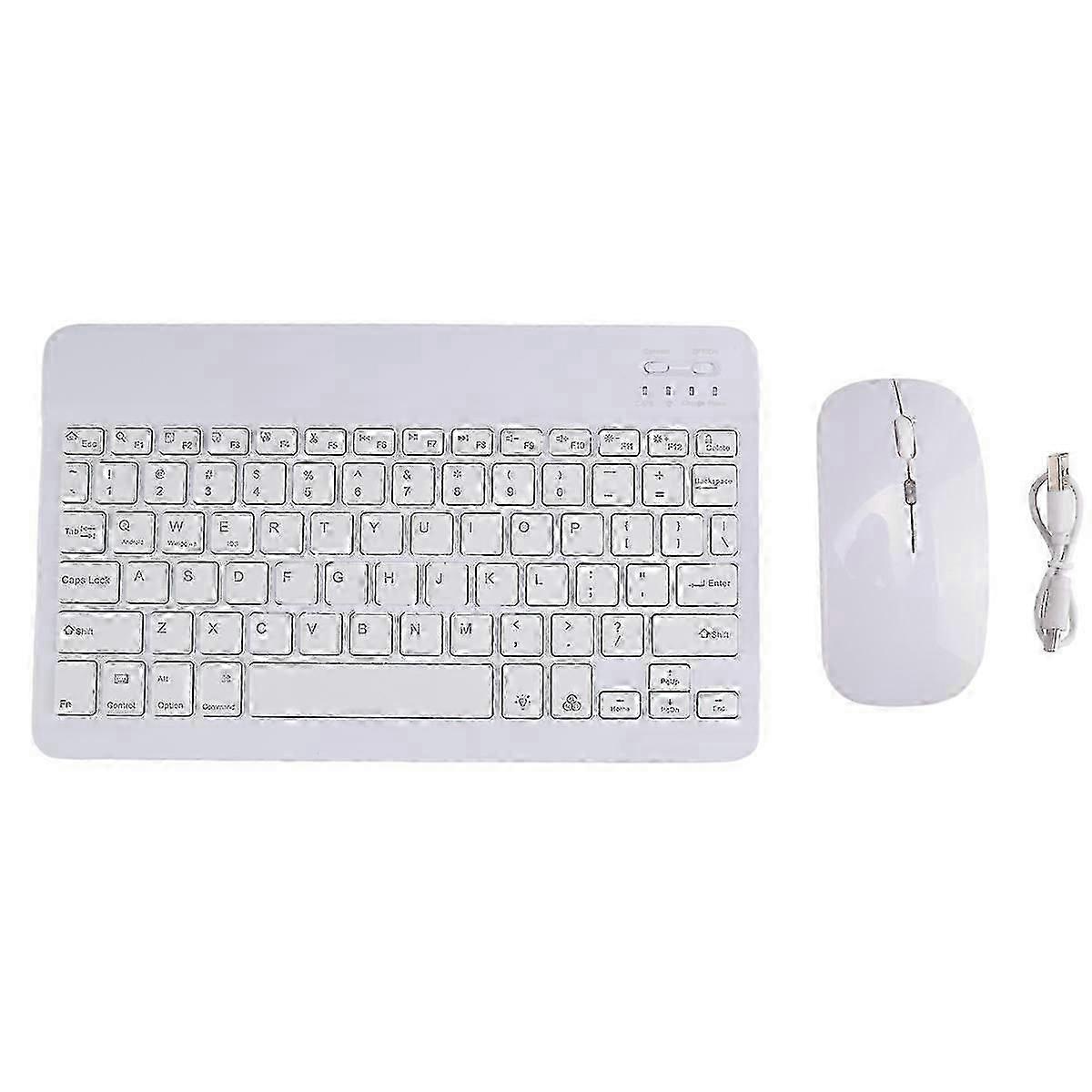 10inch Wireless Keyboard and Mouse RGB Backlit Rechargeable Bluetooth Keyboard and Mouse Combo Kit White