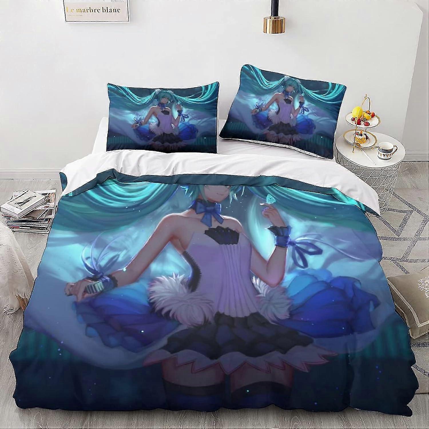 Anime Characters Printed Duvet Cover Set Soft Microfiber Bedding Set for Adults, Teens, and Kids 3Pcs with Zipper Closure for Home