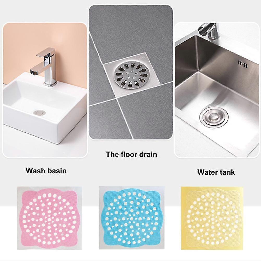 Blue (B)$Disposable hair filter stickers for kitchen and bathroom floor drain stickers non-woven fabrics for bathroom debris filter