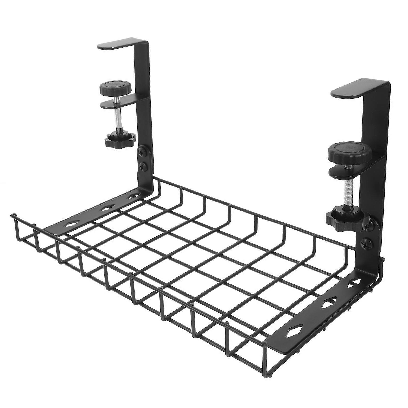 Under Desk Wire Organizer Cable Management Tray Rectangular Minimalist For Computer Desk Office Black 1Pcs