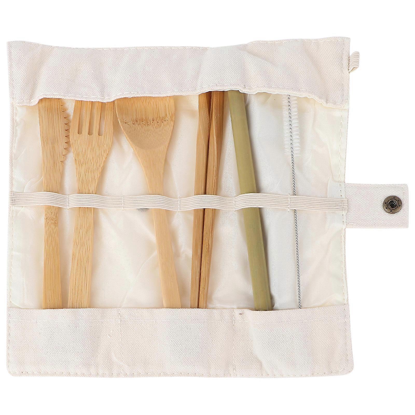 Chopsticks Reusable Bamboo Tableware Set for Home Use Beige 1Set