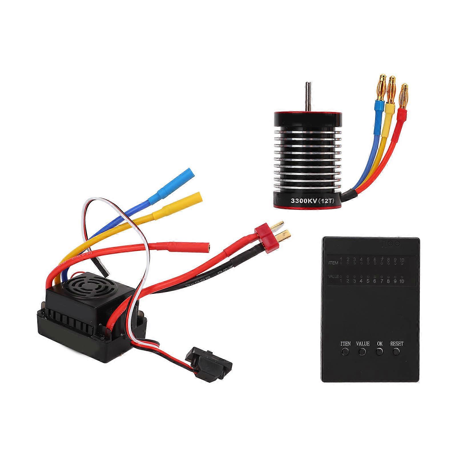 F540 3300kv Brushless Motor 60A Waterproof ESC Programming Card Combo Kit for 1/10 Remote Control Car