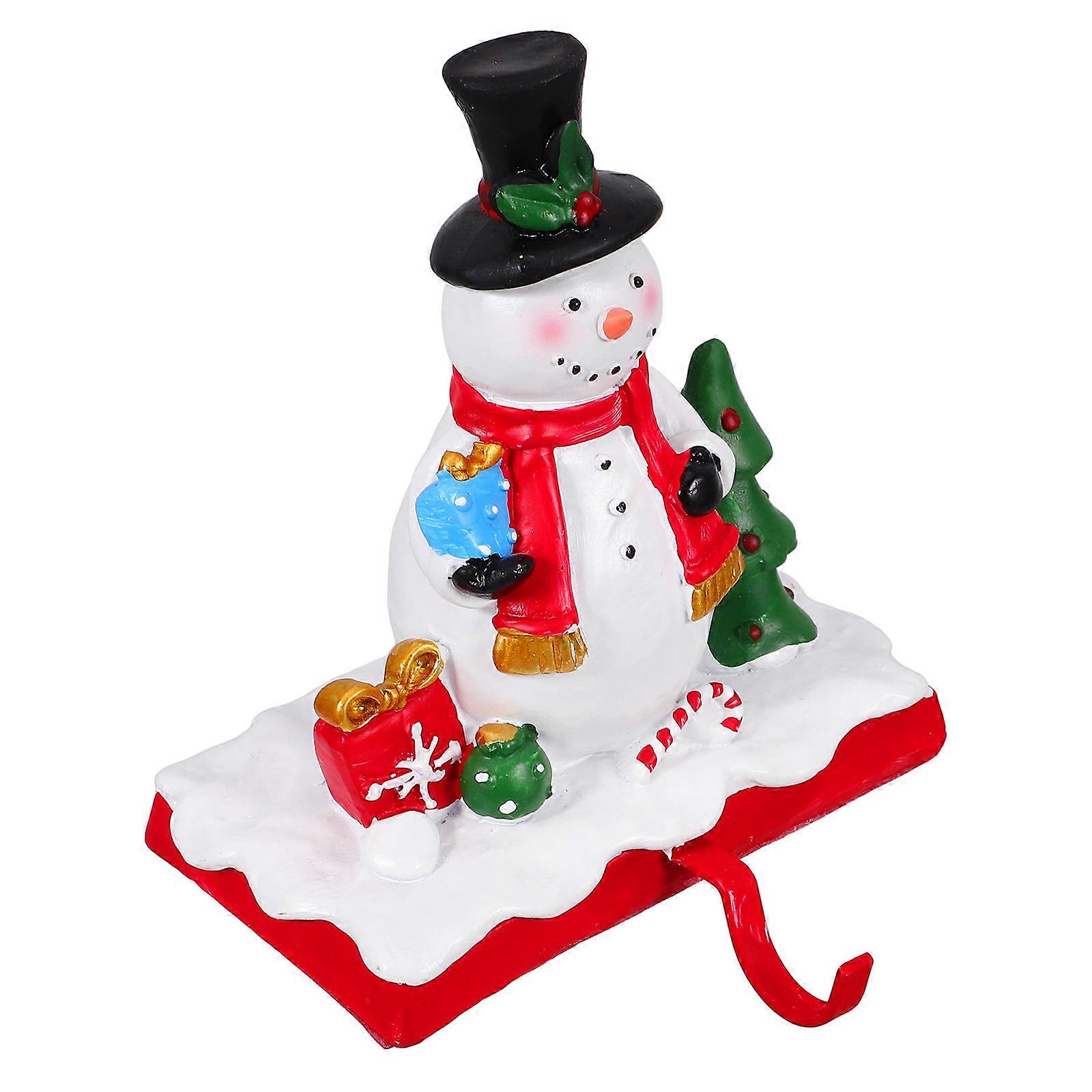 Stocking Hanger Snowman Hook Christmas Atmosphere Modern Constructed Visual Effect Resin Iron 1 Piece