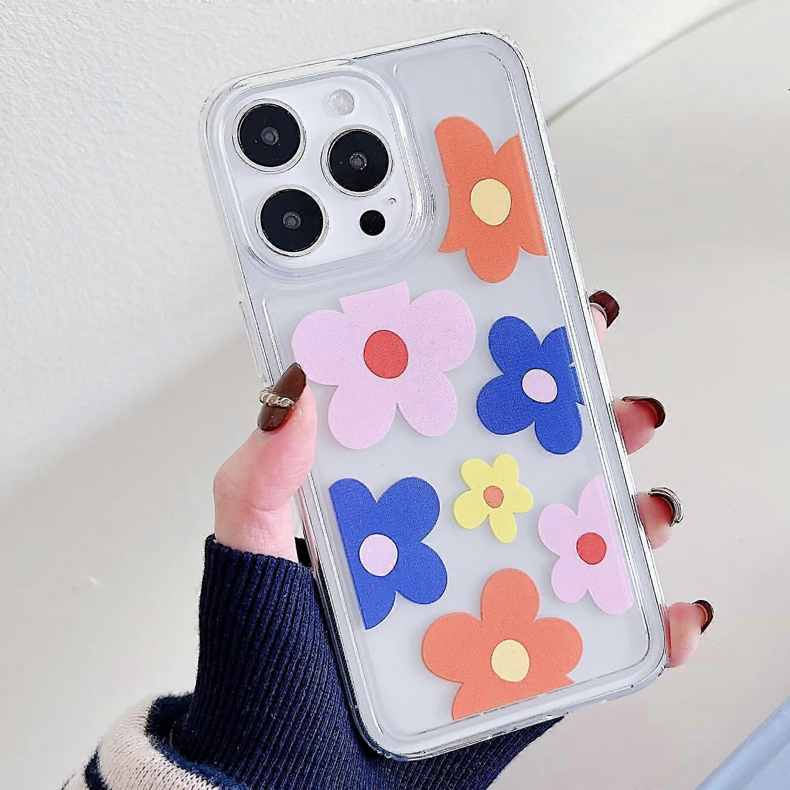 Nadoli Transparent Silicone Case for iPhone 14 Pro, Clear Lightweight Soft Shockproof Cover with Flower Design