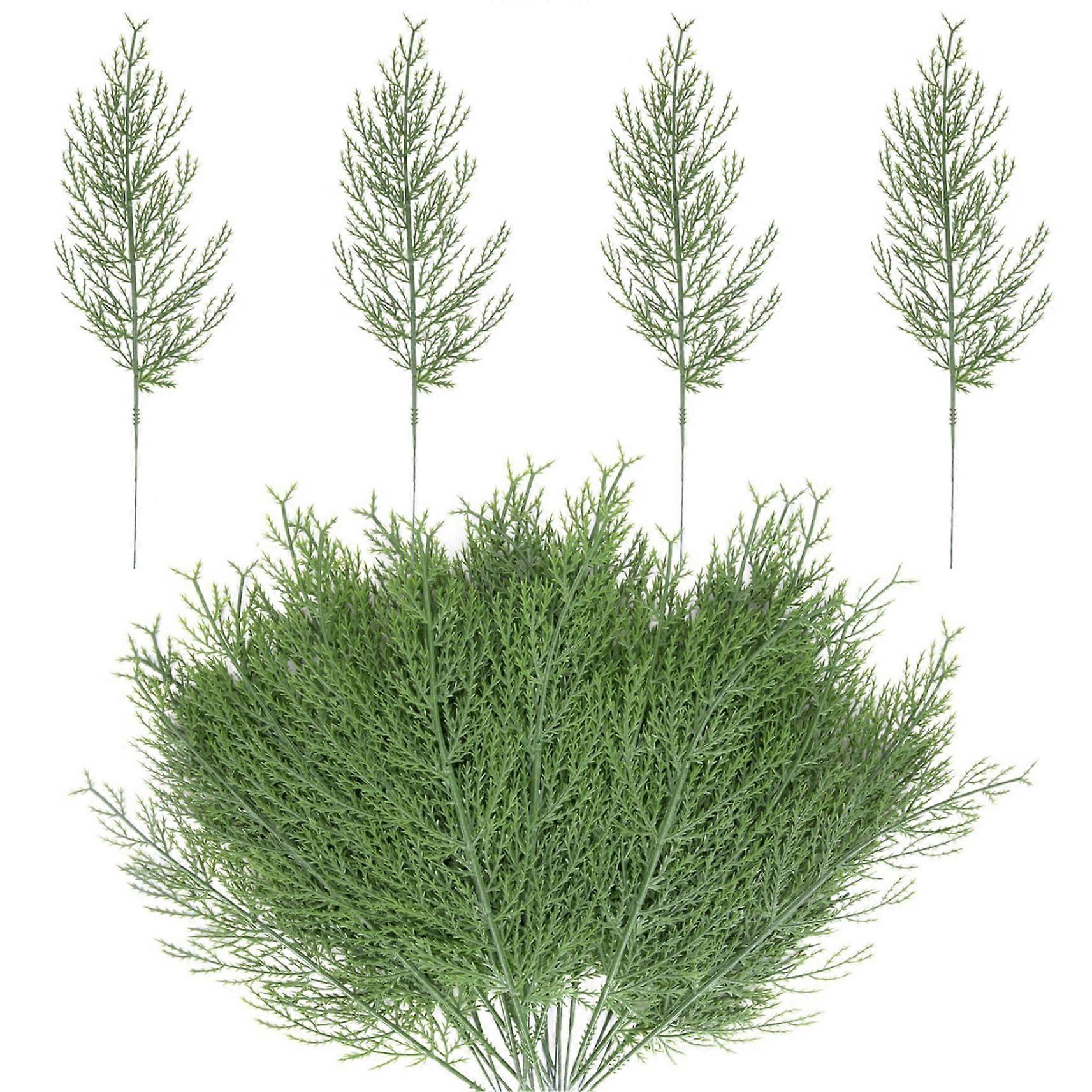 Artificial Pine Branches 40pcs 13.8 Inch Flexible Christmas Greenery for Crafts Plastic Realistic Cedar Garland Home Garden Decor