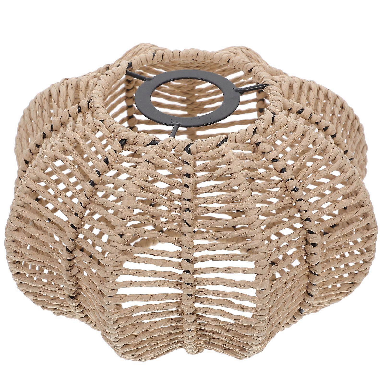 Boho Ceiling Light Shade Handwoven Paper Rope Pendant Lamp Shade for Rustic and Vintage Decor with Woven Lampshade for Living Room