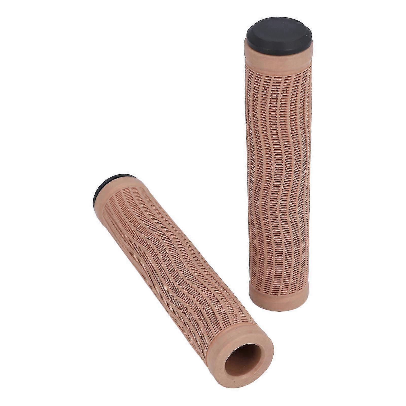 2pcs Anti-Slip Ergonomic Bike Handle Grips - Rubber Replacement Handlebar Grips for Mountain Bike & MTB - Dark Brown Color